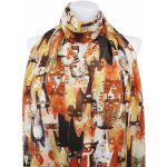 Biju dámský teplý obdélníkový šál 3015-35 abstraktní kočky se zlatou nitkou oranžové 7200672 – Zboží Dáma