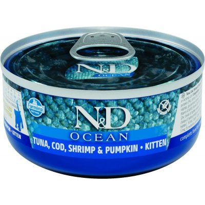 N&D CAT OCEAN Kitten Tuna & Cod & Shrimp & Pumpkin 70 g – Zboží Mobilmania