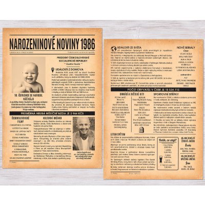 Narozeninové noviny 1986 – jednostranné až čtyřstranné – Zbozi.Blesk.cz