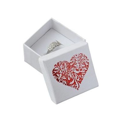 Šperky4U Bílá krabička na prsten s ornamentálním srdcem KR0240-WH – Sleviste.cz