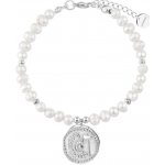 Manoki Perlový náramek Eudora starožitná mince sladkovodní perla BA1146 stříbrná Bílá – Zboží Mobilmania