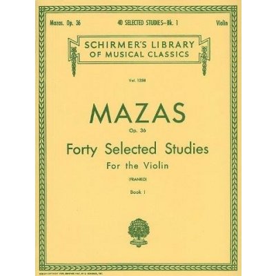 Jacques F. Mazas Forty Selected Studies For The Violin Op.36 Book I noty na housle – Zboží Mobilmania