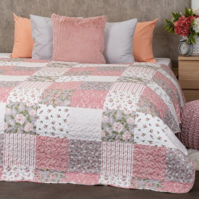 4Home přehoz na postel Pink Rose Patchwork 220 x 240 cm – Zboží Mobilmania