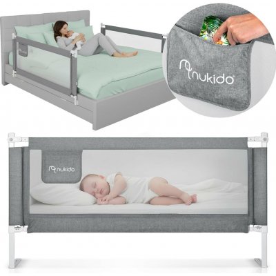 Bezpečnostní zábrana na postel se zámkem 160 cm Nukido NK-227 šedá – Sleviste.cz