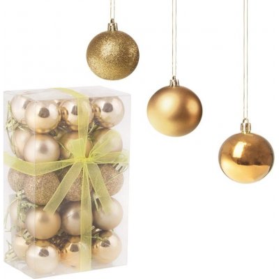 SPRINGOS Vánoční baňky zlaté mix - 3cm, sada 30ks