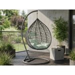 Textilomanie Šedé závěsné křeslo KOKON se stojanem světle zelený polštář se vzorem – Hledejceny.cz