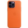 Pouzdro a kryt na mobilní telefon Pouzdro Kožené s MagSafe iPhone 14 Pro Max - oranžové