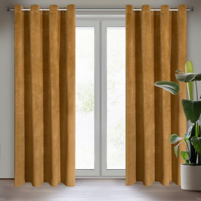 EUROFIRANY ZATEMŇOVACÍ ZÁVĚS NA KROUŽCÍCH RIA 140X250 CM MEDOVÁ – Sleviste.cz