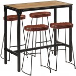 Petrashop 5dílný barový set masivní hrubé mangovníkové dřevo a kov Hnědá 3216414 – Zboží Dáma