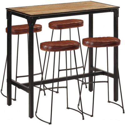 Petrashop 5dílný barový set masivní hrubé mangovníkové dřevo a kov Hnědá 3216414 – Zboží Dáma