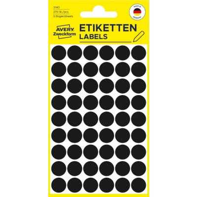 Avery Zweckform 3140 Samolepící kolečka 12 mm 270 ks černé – Zboží Dáma