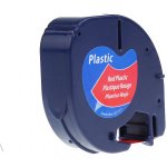Kompatibilní páska s Dymo 59424, S0721580 / 91203, S0721630 LetraTag 12mm x 4m, černý tisk/červený podklad – Zboží Živě