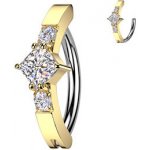 Šperky4U zlacený piercing do pupíku se čtvercovým zirkonem WP0093-GD – Zboží Dáma