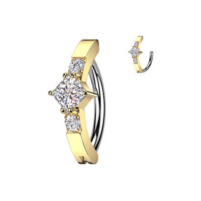 Šperky4U zlacený piercing do pupíku se čtvercovým zirkonem WP0093-GD – Zboží Dáma