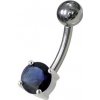 Piercing Šperky4U stříbrný piercing do pupíku kulatý tmavě modrý zirkon BP01146-B