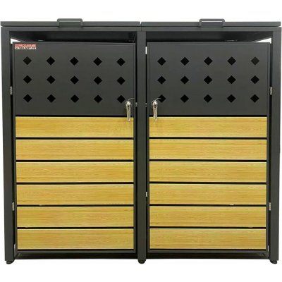 Scorpion elektro Přístřešek na 2 popelnice D01GW2 celokovový kryt antracit hnědý – Sleviste.cz