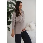 Bambusové těhotenské kojící tričko dlouhý rukáv Moon Beige – Zboží Mobilmania