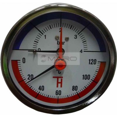 Thermis Termomanometr zadní 3082 ø 80 mm, 1/2", 0-120°C/0-4 bar TERM 3082 – HobbyKompas.cz