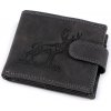 Peněženka Pánská peněženka kožená pro myslivce rybáře motorkáře 9,5x12 cm 2 černá jelen