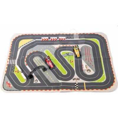 Leaf Toys dřevěná závodní auta Formula One Racing Playmat Tenderna plátěné dráze a s doplňky