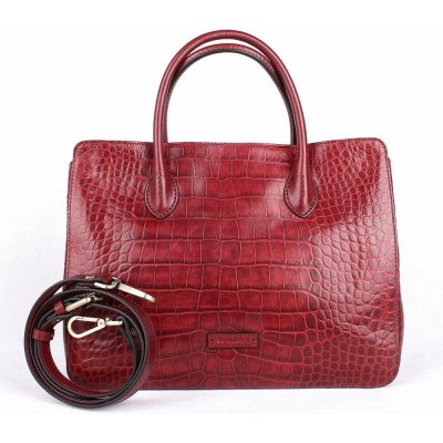 Gianni Conti Středně velká luxusní tmavěčervená kožená kabelka do ruky 18 – Zboží Mobilmania