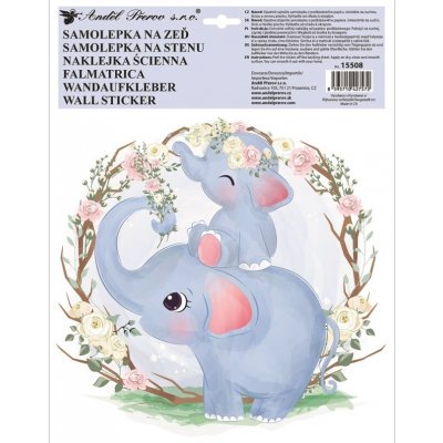 Anděl Samolepka na zeď barevná Slon 30 x 42 cm 15508 – Zboží Dáma