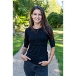 Jsem máma bambusové kojicí tričko s 3/4 rukávem černé s puntíky – Zboží Mobilmania