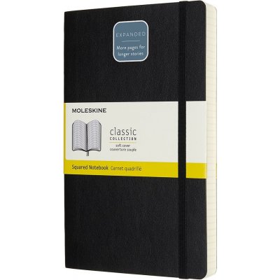 Moleskine L expanded měkké desky čtverečkovaný černý – Zboží Dáma