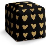 Sablio Taburet Kostka Zlatá srdíčka: 40x40x40 cm – Sleviste.cz