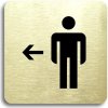 Piktogram Accept Piktogram "WC muži vlevo" (80 × 80 mm) (zlatá tabulka - černý tisk bez rámečku)