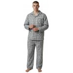 C-Lemon pánské pyžamo dlouhé propínací flanel šedé – Sleviste.cz
