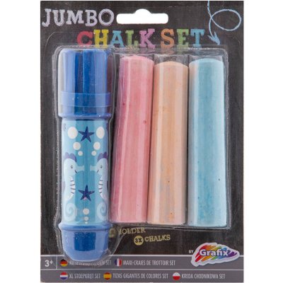 GRAFIX Chodníkové křídy barevné JUMBO 3ks + držák DESIGN 2 – Zboží Dáma