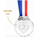 Dekorant Stříbrná skleněná medaile s pískováním vlatního textu nebo motivu 1KS – Zbozi.Blesk.cz