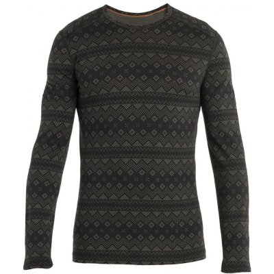 Icebreaker Mens Merino 200 Oasis LS Crewe First Snow, black /Loden/Aop – Zboží Mobilmania