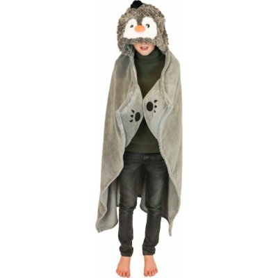 Cozy Noxxiez BL813 Tučnák hřejivá deka s kapucí se zvířátkem a tlapkovými kapsami – Hledejceny.cz