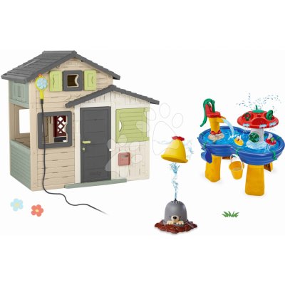 Smoby Set domeček Přátel s plnými dveřmi a vodní stůl Friends Evo Life Playhouse rozšiřitelný a vodní hra Krtek s vodotryskem – Sleviste.cz