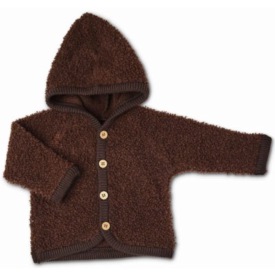 Dětský cardigan z bouclé merino vlny s kapucí hnědý brown Smallstuff – Hledejceny.cz