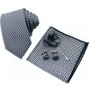 Kravata Černý Set kravata kapesník a manžetové knoflíčky + brož Houndstooth