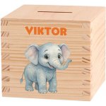 ČistéDřevo Dětská dřevěná pokladnička - Africké dobrodružství Zvolte zvířátko: Slon – Zboží Dáma