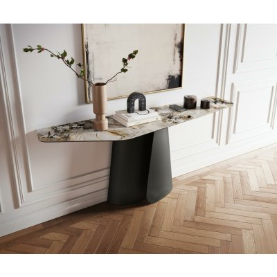 Delife Edge polygonální 180×50 cm keramika Patagonia leštěná Livos kov černá – Zboží Mobilmania