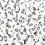 Pro Háčkování Korálek - bílá lentilka s písmenkem O, 10 ks – Hledejceny.cz