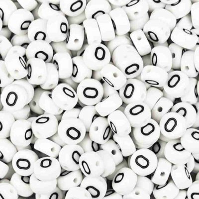 Pro Háčkování Korálek - bílá lentilka s písmenkem O, 10 ks – Hledejceny.cz