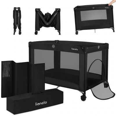 Lionelo Postýlka cestovní Amelie Black Carbon – Hledejceny.cz