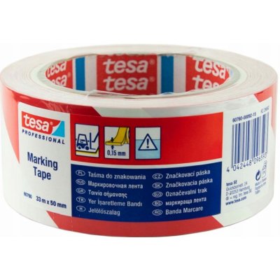 Tesa 60760 Výstražná páska 33 m x 50 mm červeno-bílá – Zboží Dáma