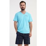 Vienetta MAN pánské pyžamo šortky Freedom: azurová – Sleviste.cz