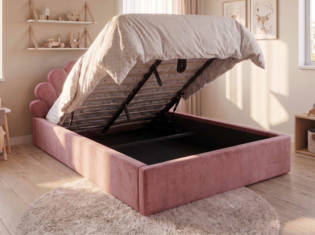 AMI Nábytek Kids Line 3 Mušle s roštem a úložným prostorem, růžový Bluvel 52
