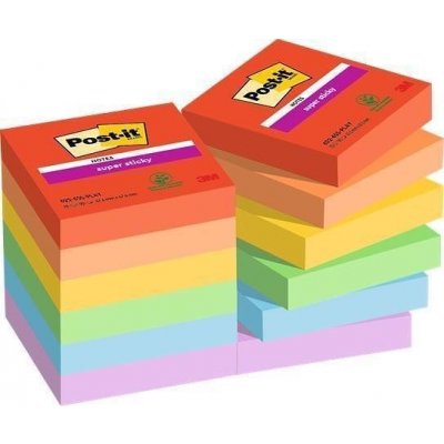 Samolepící bloček "Super Sticky Playful", mix barev, 48 x 48 mm, 12 x 90 listů, 3M POST IT – Zbozi.Blesk.cz
