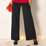 Blancheporte Široké úpletové kalhoty černé – Zboží Dáma