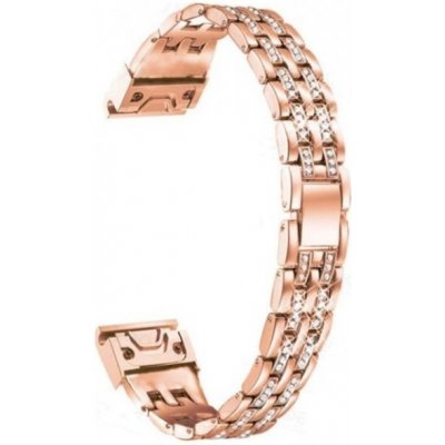 Lige Lesklý kovový řemínek s kamínky rose gold 660965 – Zboží Dáma