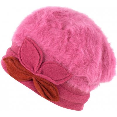 Art of Polo Angorský baret s ozdobou růžový – Zboží Mobilmania